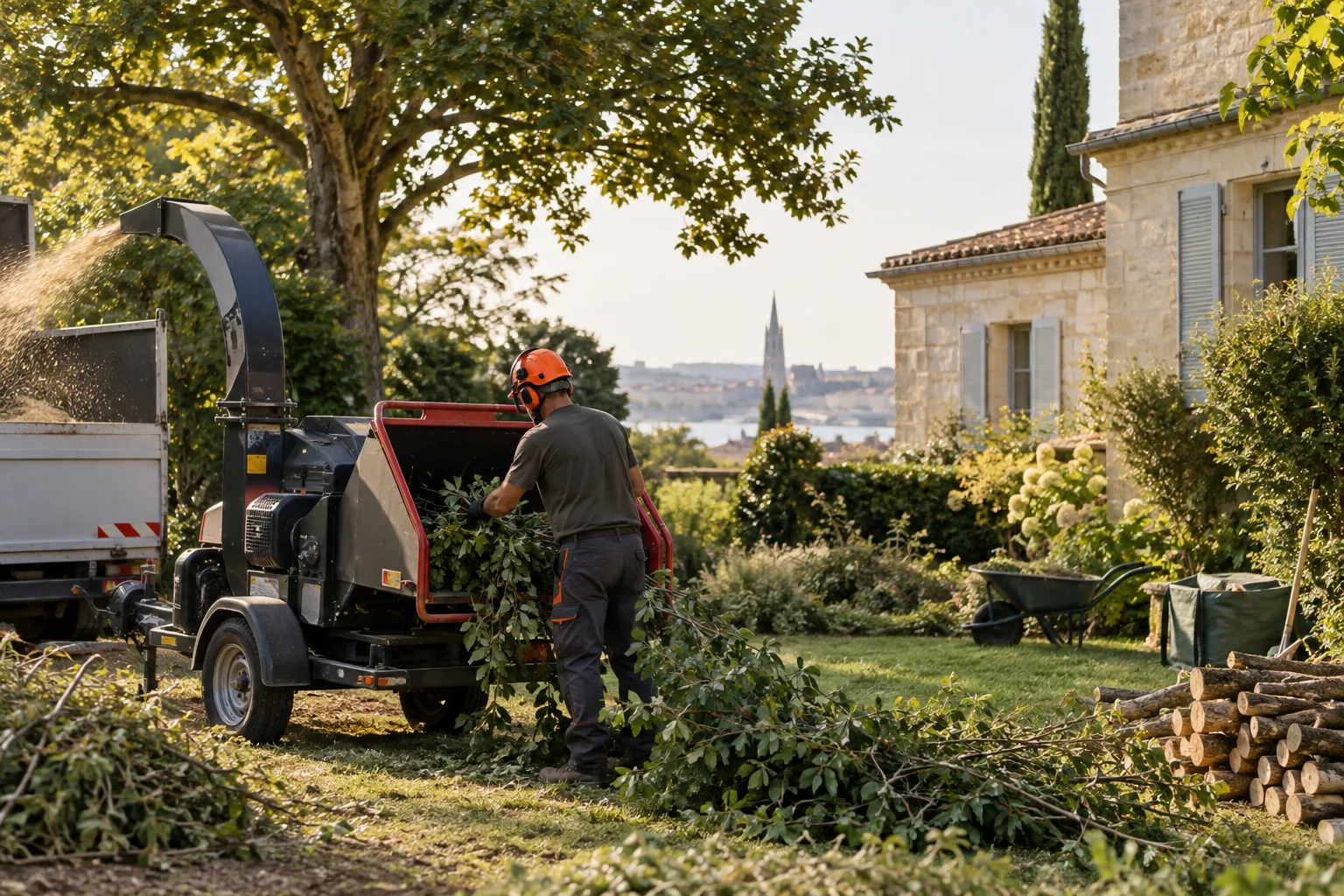 Évacuation et broyage des déchets verts